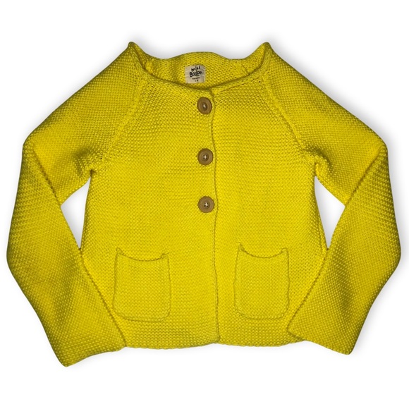 Mini Boden Knit Cardigan Yellow Button Up - Picture 1 of 5